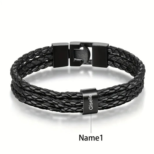 Customised Men's Bracelet – Heritage Family Names Bracelet with one engraved name bead, the 1 Name option.