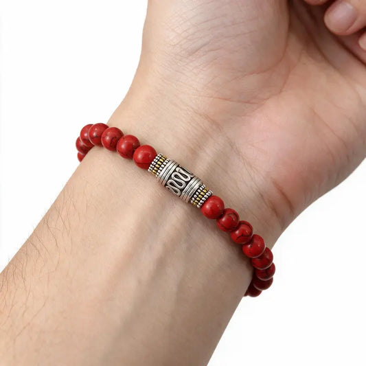 Ananda Tibetan Bead Bracelet worn on wrist