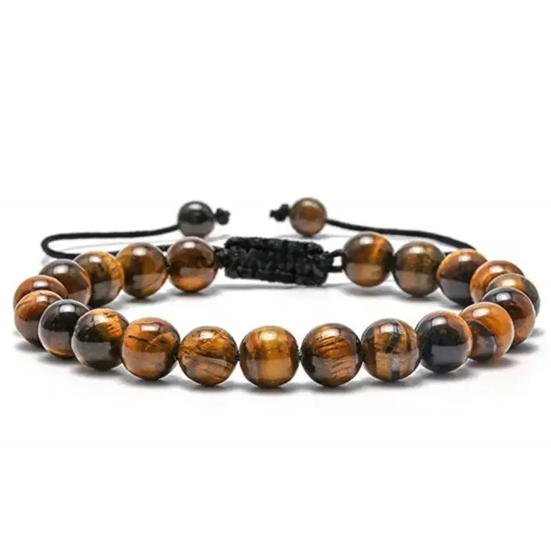 Compass Adjustable Tiger Eye Bracelet in yellow tiger eye stone