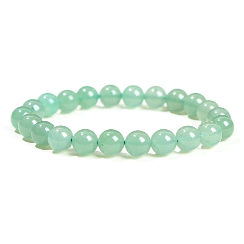 Mens Bracelet Beads – Serene Green Aventurine Bead Bracelet, glossy teal-green natural stone beads