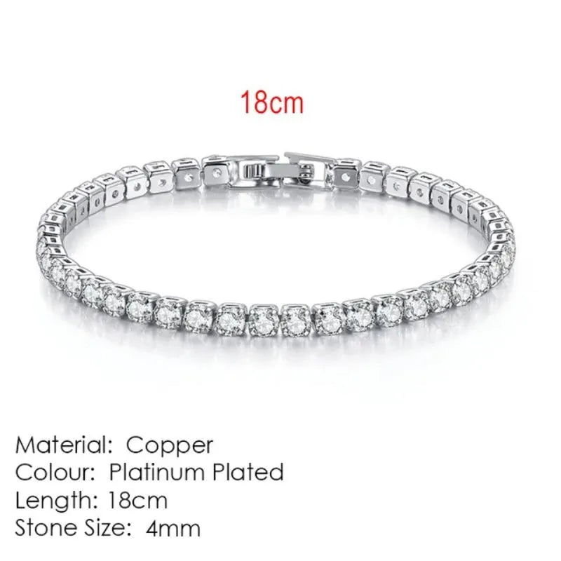 Silver tennis bracelet with brilliant stones designed for weddings, parties, and everyday fashion.