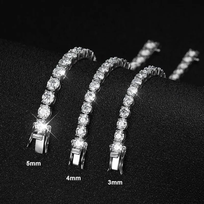 Premium Men's Bracelet Silver available in 3 mm, 4 mm, and 5 mm stone widths for every style.