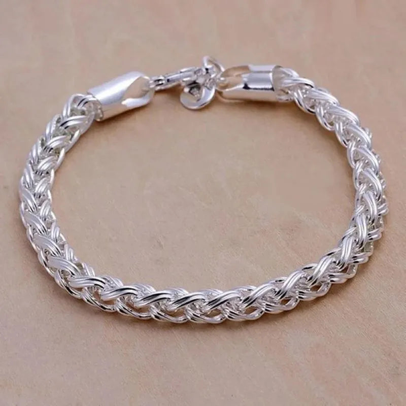 Men's Bracelet Silver – Sovereign Wheat Chain Bracelet crafted from genuine 925 sterling silver with a polished woven design.
