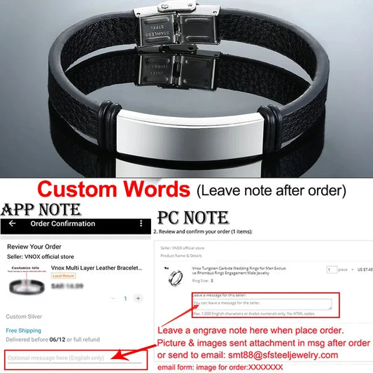 Anchor braided leather bracelet with blank silver ID plate