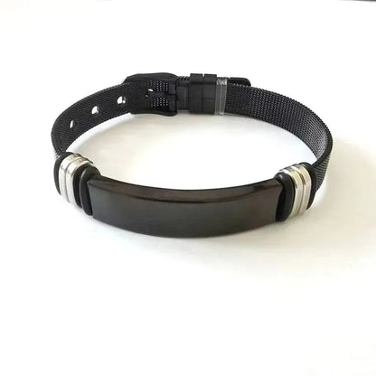 Customised Men's Bracelet – Apex Mesh ID Bracelet in the all-Black finish with a black mesh strap and plate.