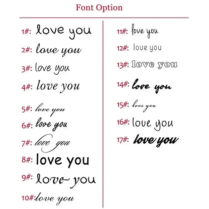 Apex mesh ID bracelet font option chart for engraving