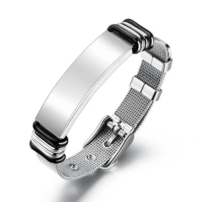 Customised Men's Bracelet – Apex Mesh ID Bracelet in the Silver finish with a polished mesh strap.