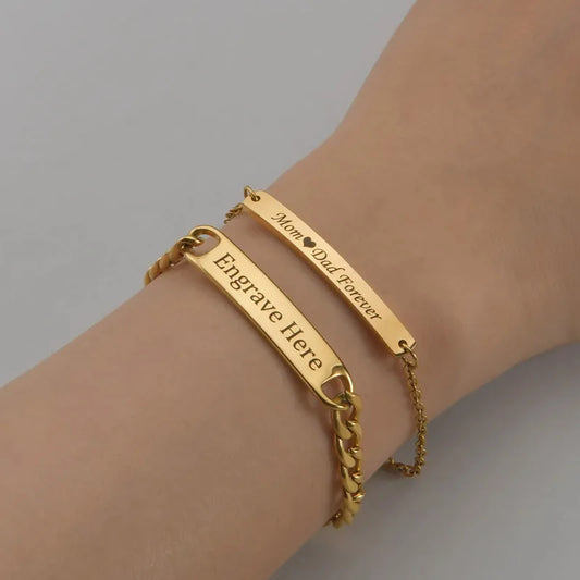 Wrist wearing matching gold Bond chain bracelets