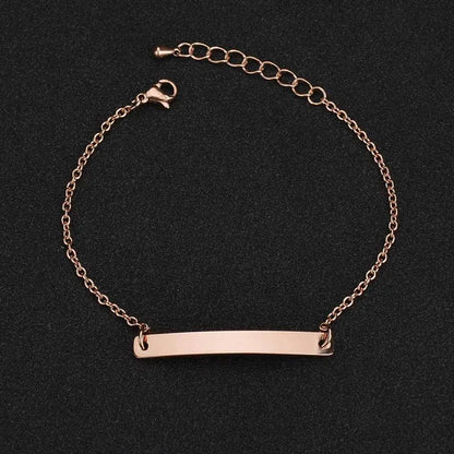 Bond rose gold chain bracelet with blank nameplate