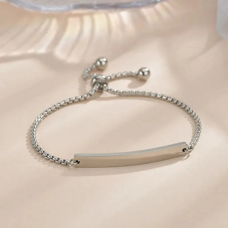 Bond adjustable silver chain bracelet with slide clasp