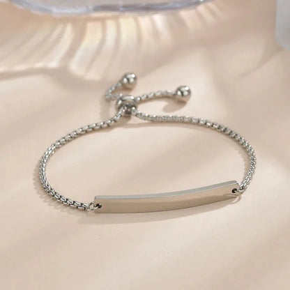 Bond adjustable silver chain bracelet with slide clasp