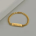 Bond gold chain bracelet with 'Engrave Here' nameplate