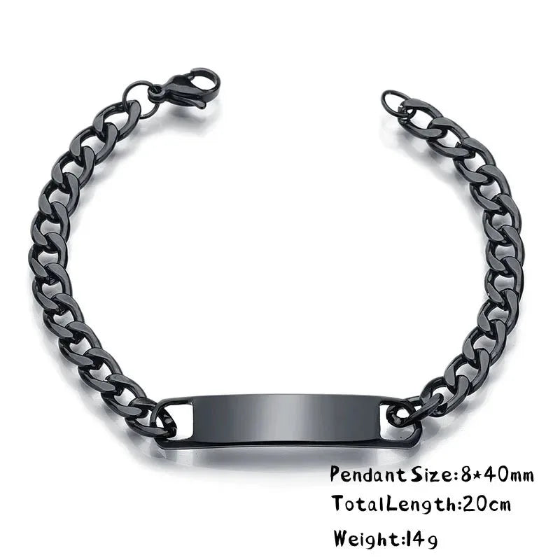 Forge chain link bracelet in black with lobster clasp