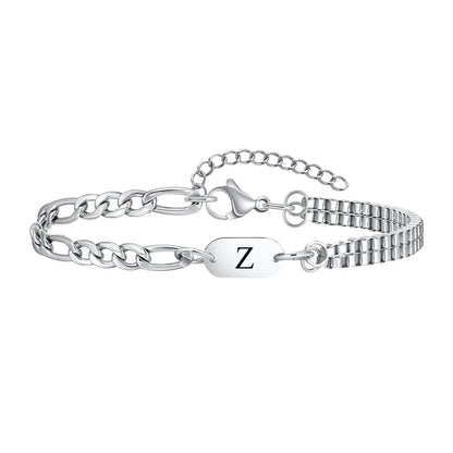 Insignia initial bracelet with letter Z engraved ID tag