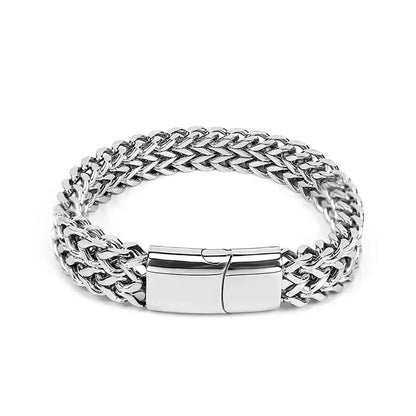 Customised Men's Bracelet – Ironclad Cuban Chain Bracelet, front view showing the smooth magnetic buckle clasp.
