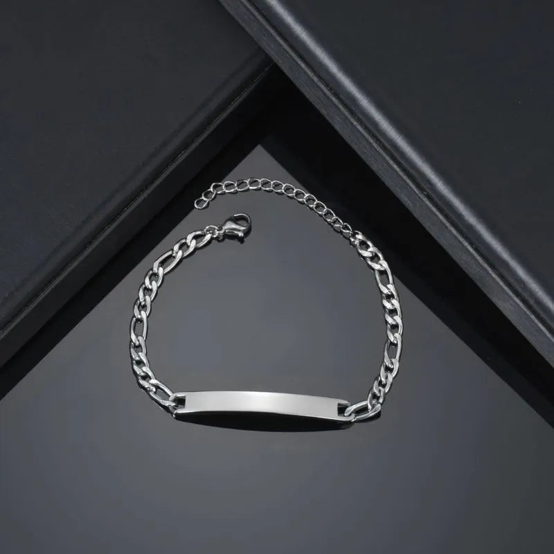 Customised Men's Bracelet with elegant gold nameplate and secure lobster clasp.