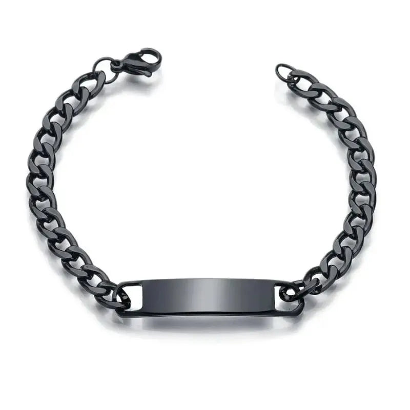 Premium engraved men's bracelet with gold finish and durable stainless steel construction.