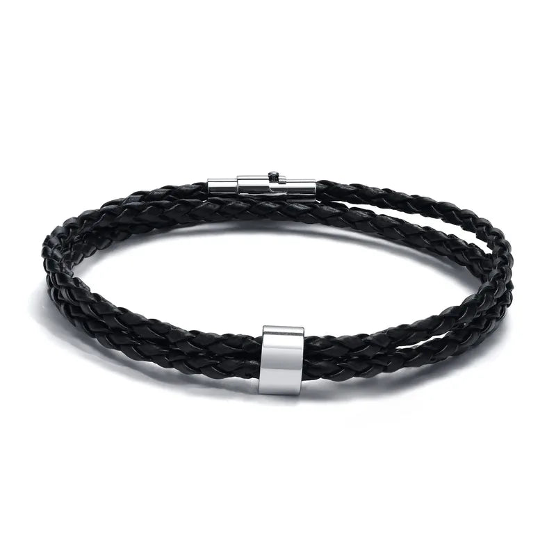 Lineage bracelet with one blank stainless steel bead, alternate angle