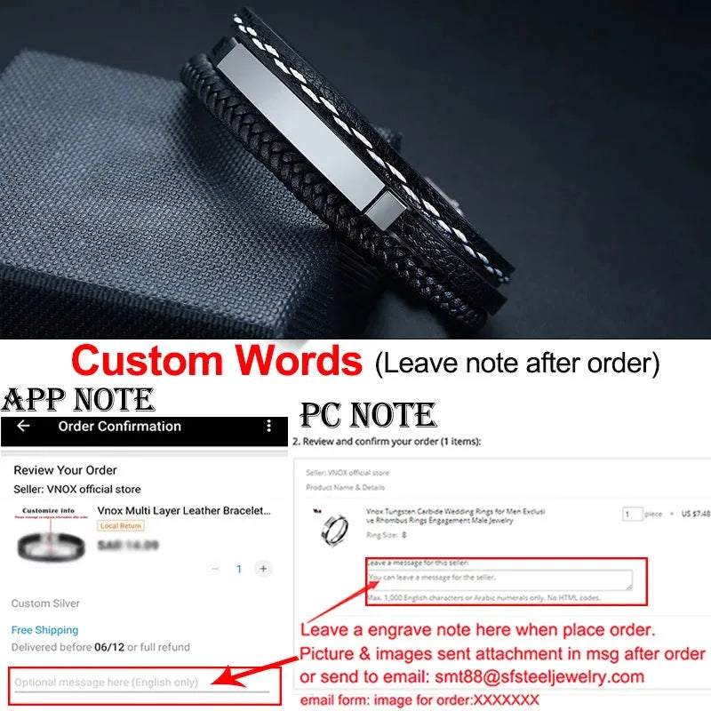 Marlin braided leather bracelet with blank silver ID plate