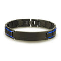 Customised Men's Bracelet – Marshal Line Watch-Band Bracelet in the Blue Line Black finish with a blank plate.