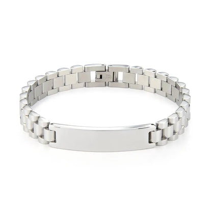 Customised Men's Bracelet – Regent Link Watch-Band Bracelet in the Silver finish.