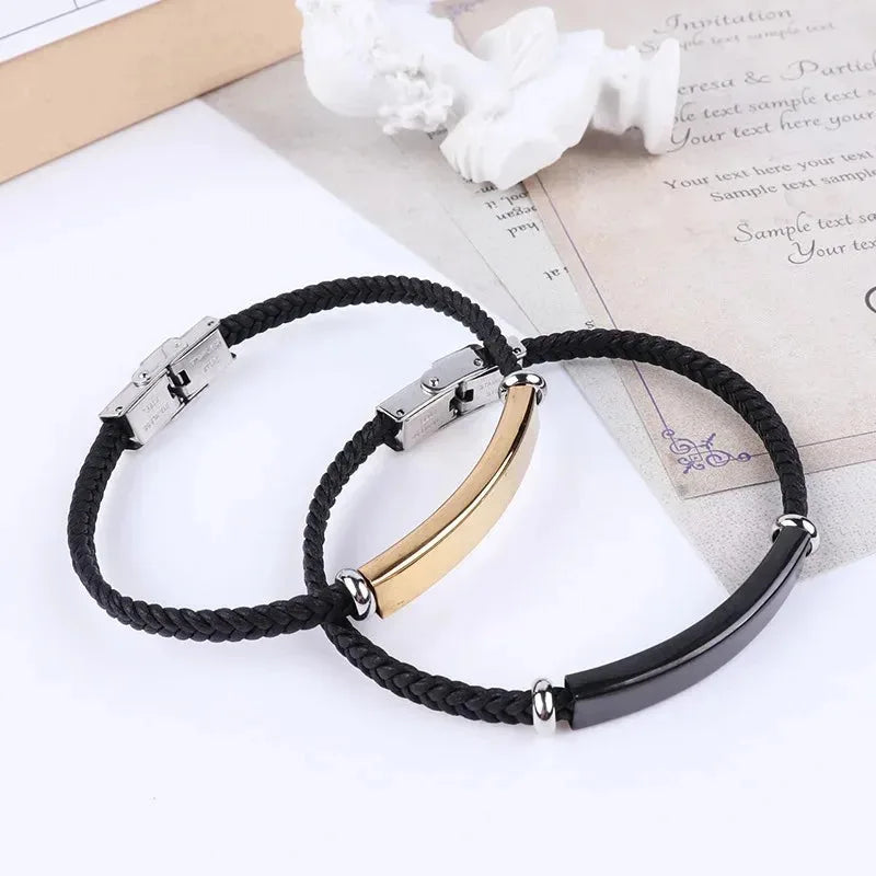 Renegade braided cord bracelet with silver plate, lifestyle shot