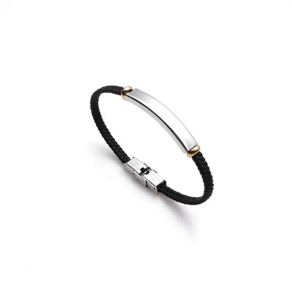 Renegade braided cord bracelet with blank silver ID plate