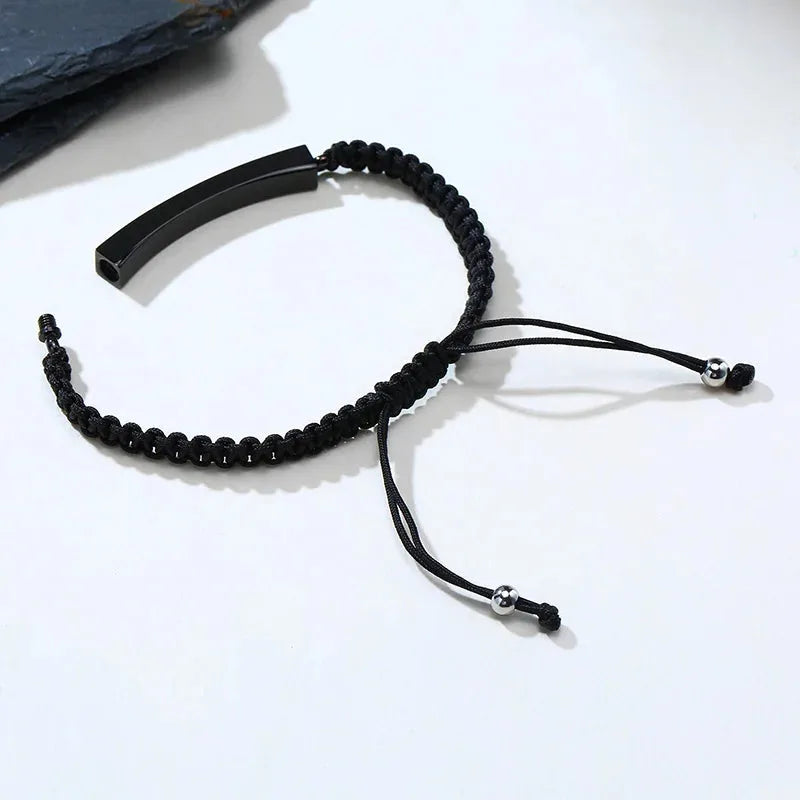 Solace cord bracelet with adjustable sliding knot closure