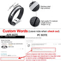 Tailor stitched leather bracelet with silver ID plate and dimensions