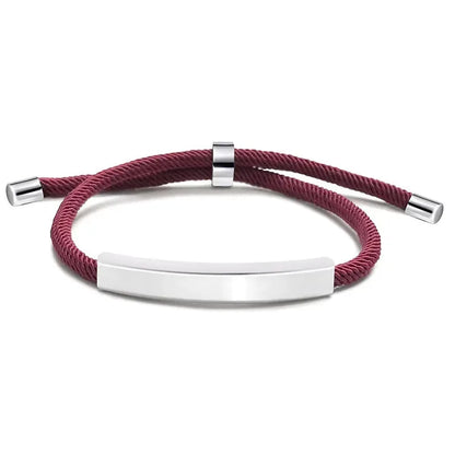 Voyager adjustable cord bracelet in wine with silver-tone nameplate