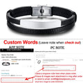 Weave leather bracelet with blank silver ID plate
