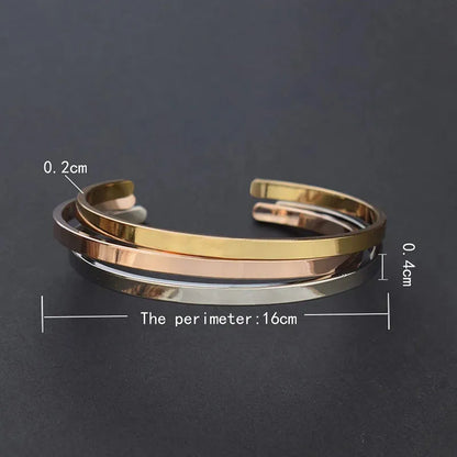 Dimensions and colour options for the Customised Men's Bracelet – Whisper Cuff Bangle.