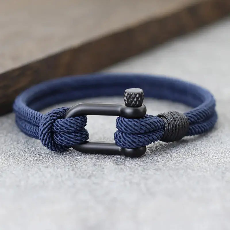 Men Bracelet Rope – Helm Shackle Rope Bracelet in navy