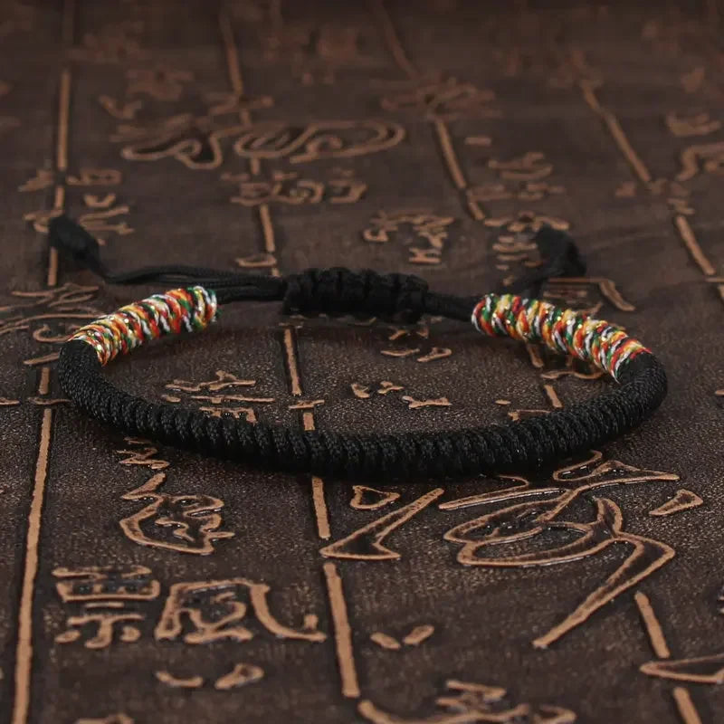 Men Bracelet Rope – Karma Adjustable Knot Bracelet in black