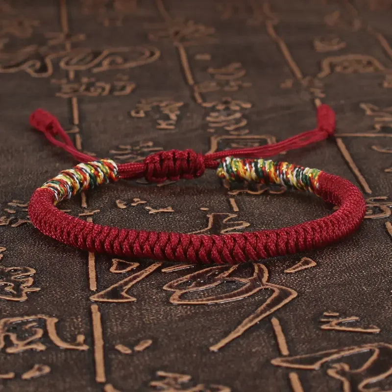 Men Bracelet Rope – Karma Adjustable Knot Bracelet in burgundy