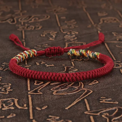 Burgundy braided cord bracelet hand-knotted with the King Kong knot