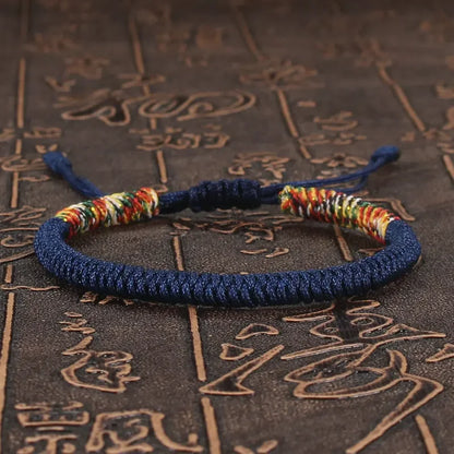 Navy blue braided cord bracelet hand-knotted with the King Kong knot