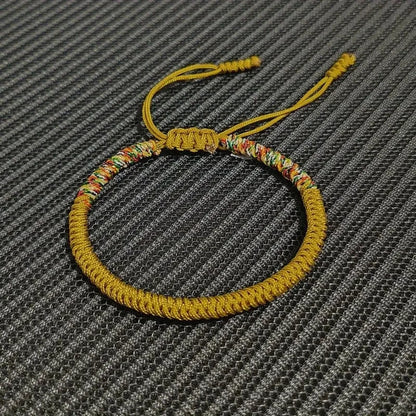 Dark gold braided cord bracelet hand-knotted with the King Kong knot