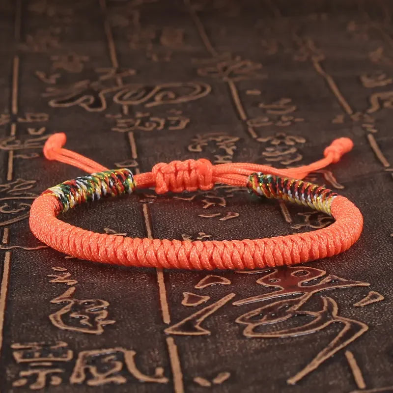 Men Bracelet Rope – Karma Adjustable Knot Bracelet in orange