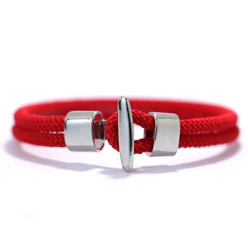 Red Milan mesh rope bracelet with a silver-tone T-bar clasp