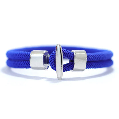 Blue Milan mesh rope bracelet with a silver-tone T-bar clasp