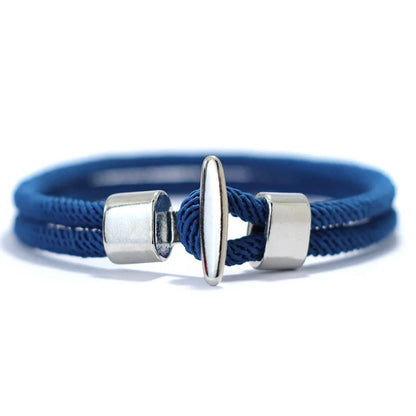 Royal blue Milan mesh rope bracelet with a silver-tone T-bar clasp