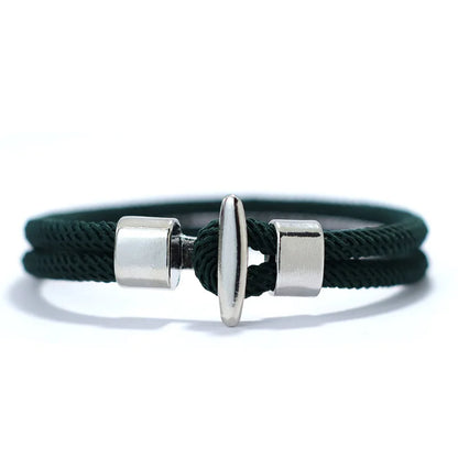 Green Milan mesh rope bracelet with a silver-tone T-bar clasp