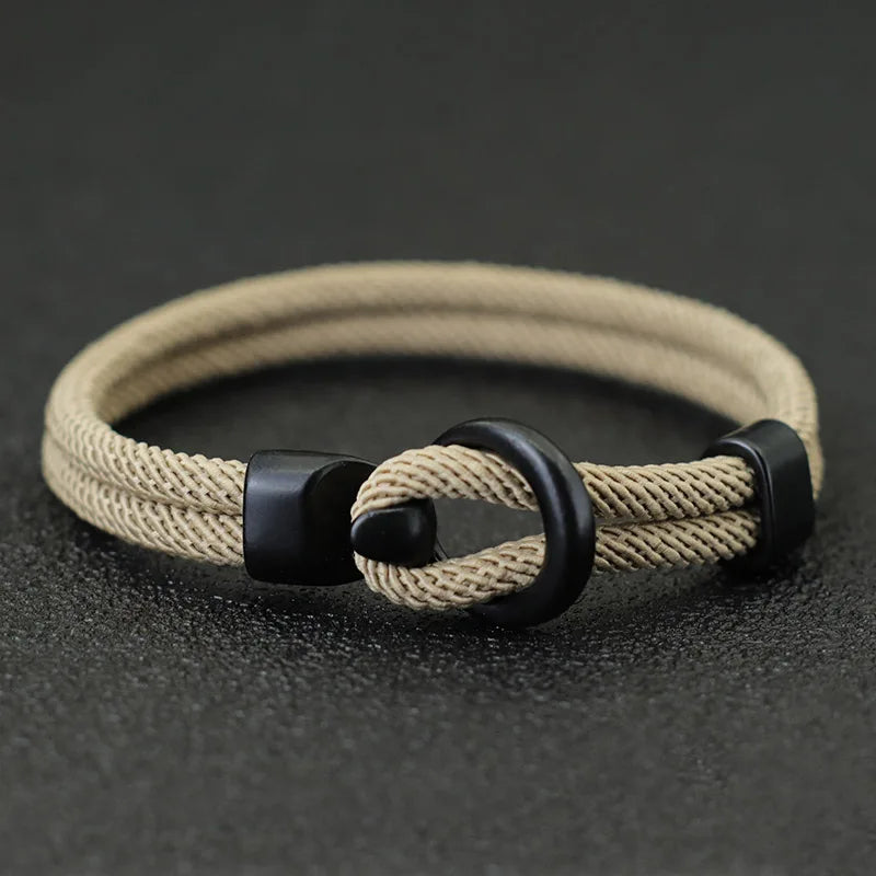 Men Bracelet Rope – Moor Double-Loop Rope Bracelet in khaki