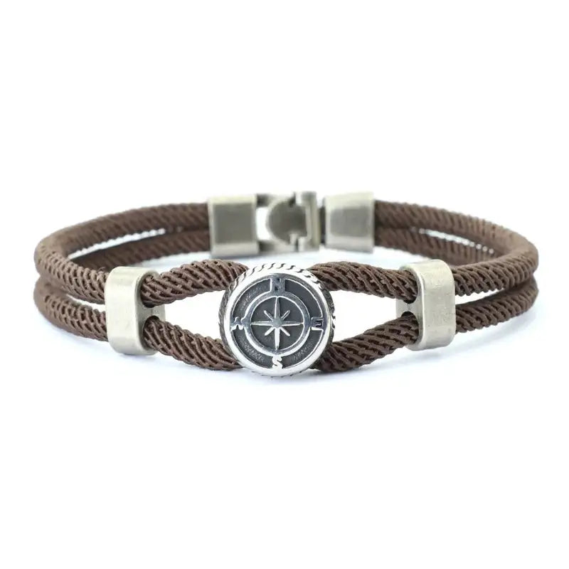 Men Bracelet Rope – Northstar Compass Rope Bracelet in brown