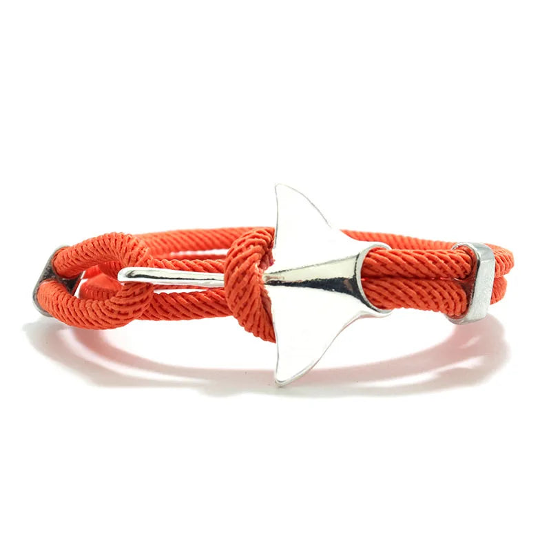 Manta ray charm in silver finish with orange cord