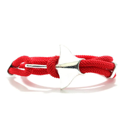 Manta ray charm in silver finish with red cord