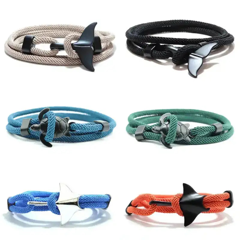 Men Bracelet Rope Reef Marine Charm Bracelet