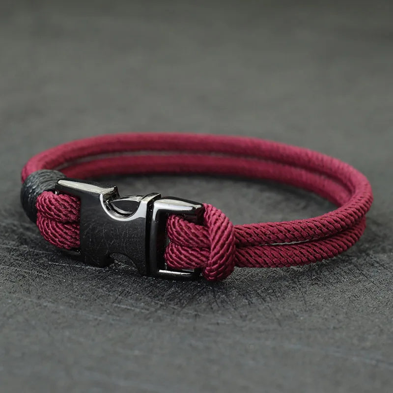 Men Bracelet Rope – Rigger Spring Buckle Rope Bracelet in Wine