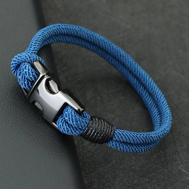 Men Bracelet Rope – Rigger Spring Buckle Rope Bracelet in Babyblue